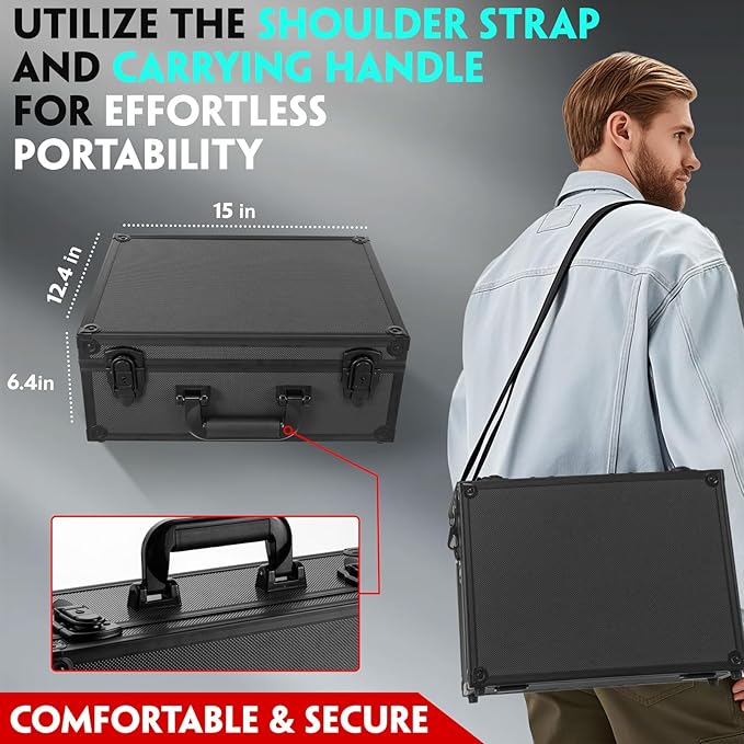 Graded Card Storage Box, Trading Cards Slab Carrying Case, 6 Row Black Hard - Image 2