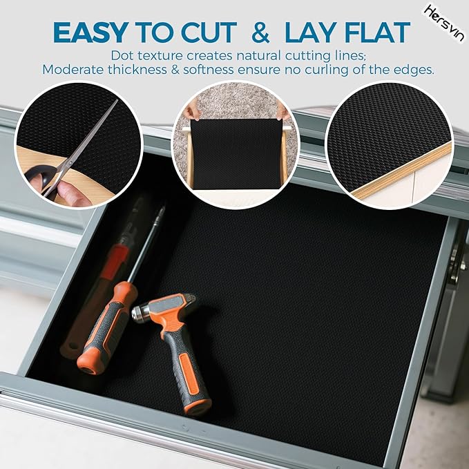 Hersvin Shelf Liners, 20 in x 20 ft Kitchen Drawer Mats, Non-Adhesive EVA - Image 5