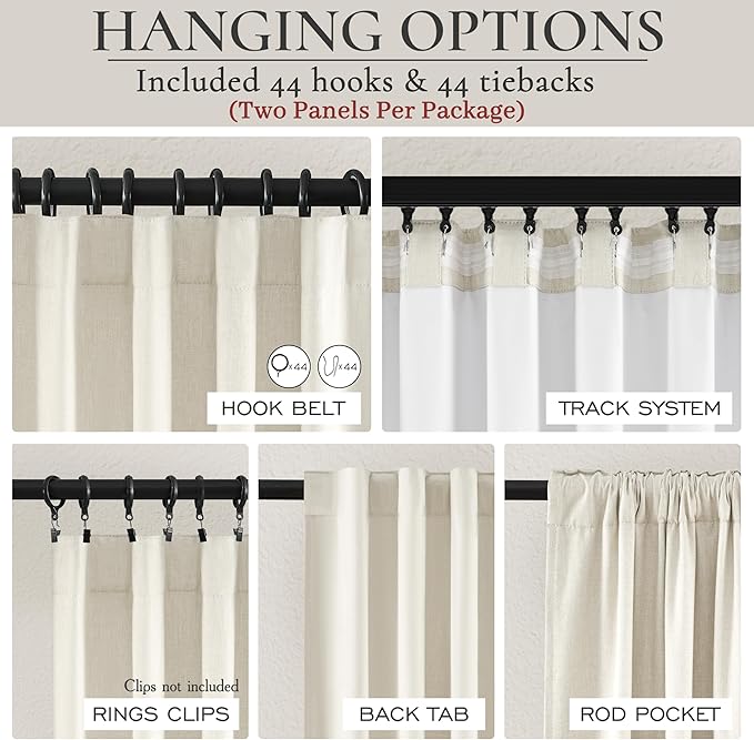 Cute Blackout Curtains 60 Inches Extra Wide Linen 96 Inch Length - Image 5