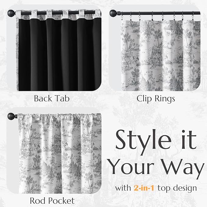 jinchan 95% Blackout Toile Curtains - Image 5