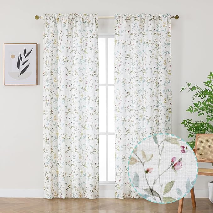 Chyhomenyc Roman Linen Blend Curtains 84 Inch Length 2 Panels Set, Light - Image 2