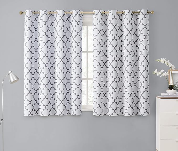 HLC.ME Lattice Print Decorative Curtains Blackout 54 Length by HomeLinenCollections