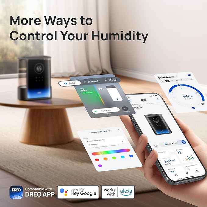 DREO 8L Smart Humidifiers for Bedroom 600ft², 80H Runtime Warm&Cool Supersized - Image 6
