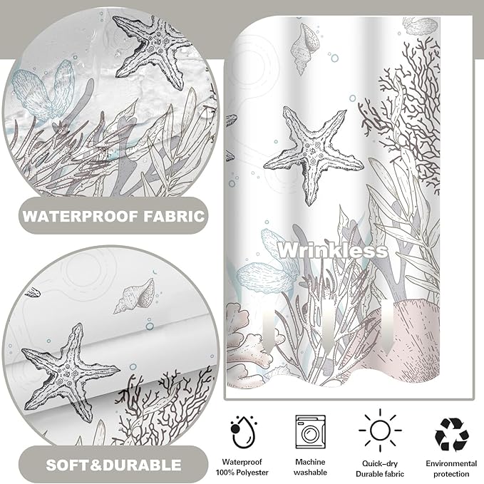 Extra Long No Hook Shower Curtain - Image 3