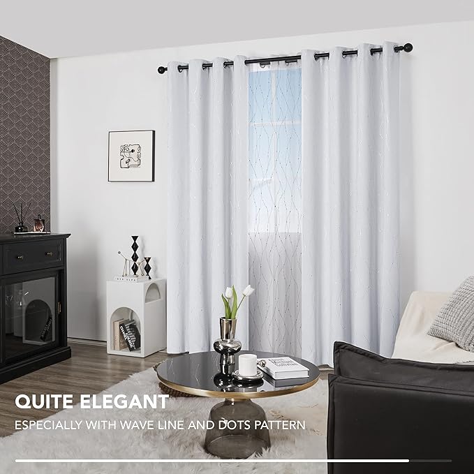 Deconovo Greyish White Curtains, Light Darkening Curtain, Thermal Insulated - Image 5