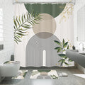 4 PCS Green Boho 72Wx72H Shower Curtain Set Abstract Gold Grey Modern by MitpokBrand
