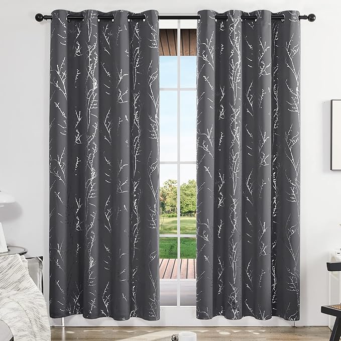 Deconovo Grey Blackout Curtains, Thermal Insulated Soundproof Drapes, 52 x 95 - Image 2