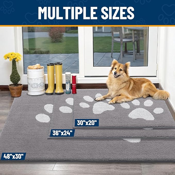 Smiry Dog Door Mat for Muddy Paws, Absorbs Moisture and Dirt, Low-Profile - Image 3