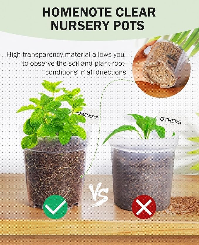 homenote Clear Nursery Pots for Plants, 4 Inch Plant Pot for Planting Plastic - Image 6