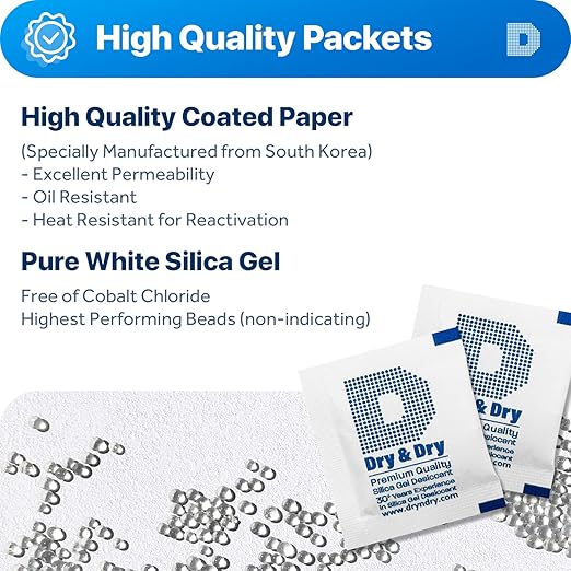 3 Gram "Dry & Dry" Premium Pure & Safe Silica Gel Packets Desiccant - Image 2