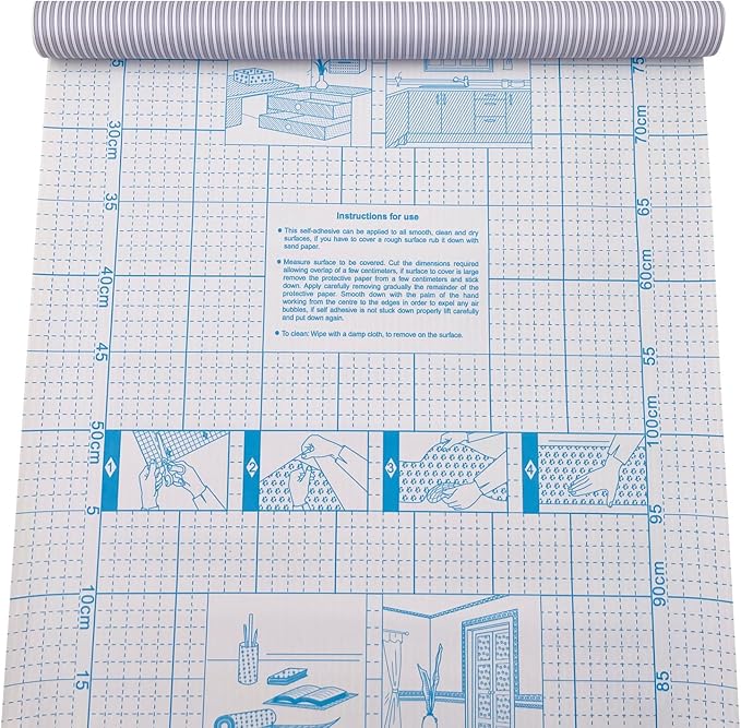 Yifely Blue White Stripes Shelf Liner Drawer Units Decor Sticker Self-Adhesive - Image 4