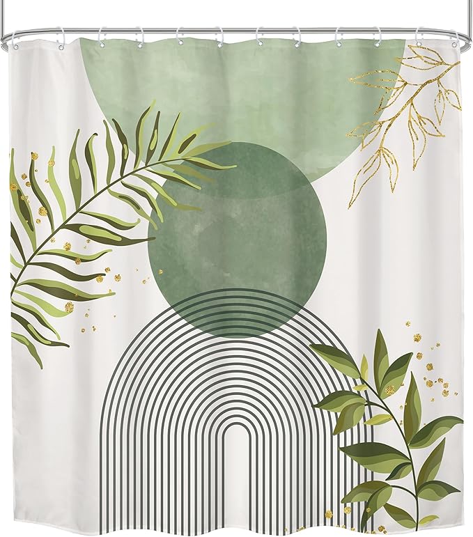 Sage Green Boho Shower Curtain 72Wx84H Extra Long Modern Abstract Bohemian - Image 7