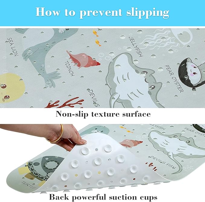 Bath Mat for Tub Non Slip, Machine Washable Anti-Slip Cartoon Baby Bathtub - Image 3