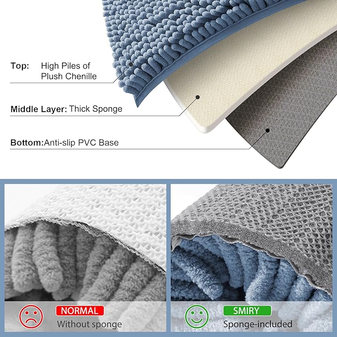Smiry Luxury Chenille Bathroom Rugs 40x32, Extra Soft and Absorbent Shaggy Bath - Image 5