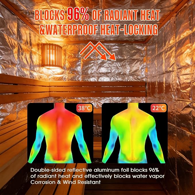 Sauna Foil Vapor Barrier, 250 sqft Aluminum Insulation Roll Heavy-Duty - Image 3