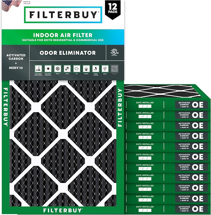 Filterbuy 15x25x1 Air Filter MERV 10 Odor & Allergy Defense by Filterbuy
