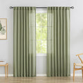 DONREN Sage Green Linen Back Tab Curtains 84 Inches Long 2 Panels Set by DONREN