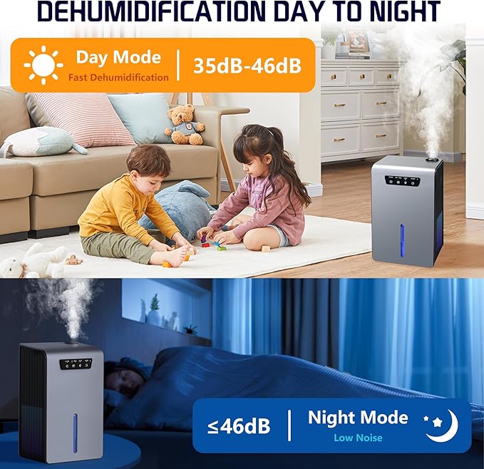 Dehumidifier, 2 in 1 Humidifier Dehumidifier Combo, 102 OZ Water Tank - Image 6