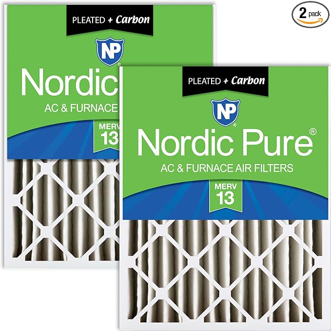 Nordic Pure 20x24x4 Pleated Pleated MERV 13 Plus Carbon Air Filters 2 Pack | by NordicPure