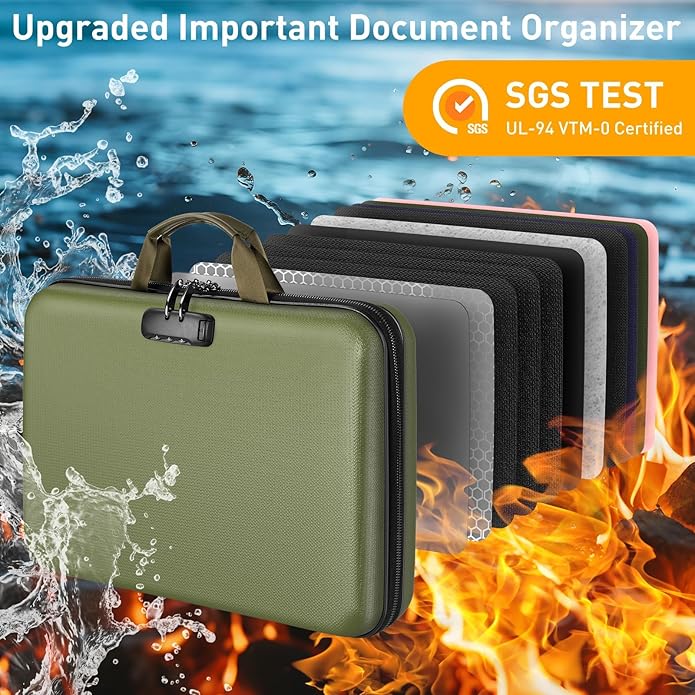 Fireproof Document Organizer Bag, 5200℉ File Organizer Safe Box, Hard Shell - Image 4