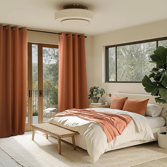 NICETOWN Room Darkening Draperies Curtains Panels, 2 Panels Burnt Orange W52 x - Image 2