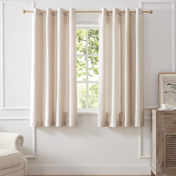 BULBUL Cream Velvet Curtains 63 inch:Ivory Luxury Elegant Living Room by ModernShinyVelvetCurtains