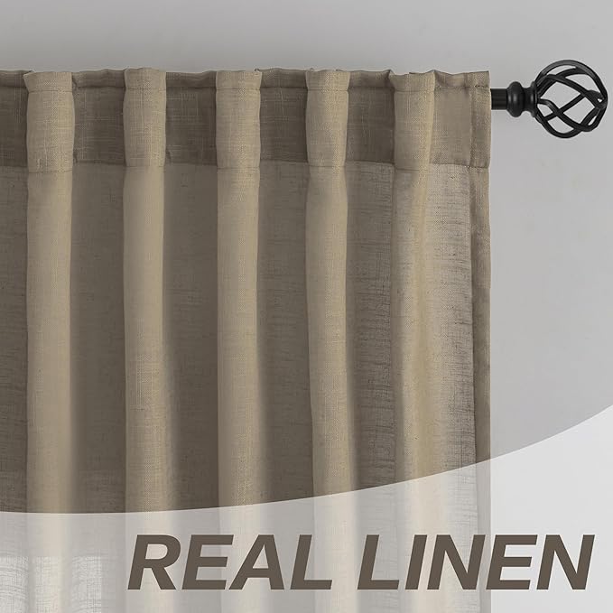 DONREN Taupe Back Tab Curtains 54 Inches Long 2 Panels - Image 7