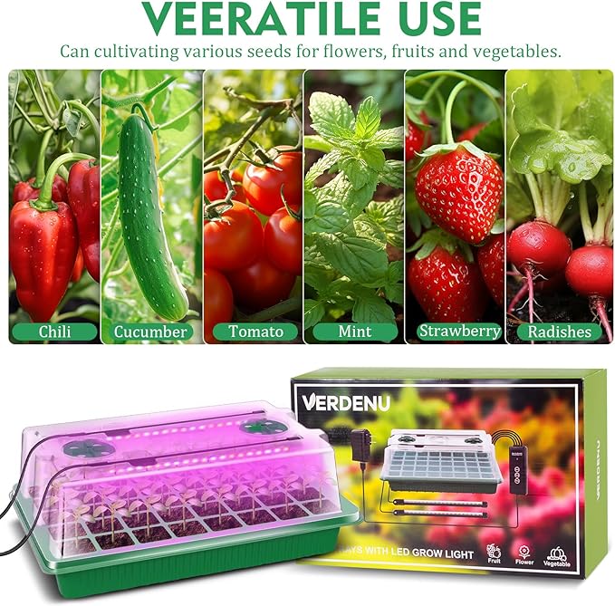Verdenu Seed Starter Tray with Grow Light, 2 Pack 80 Cells Seed Starter Kit - Image 5