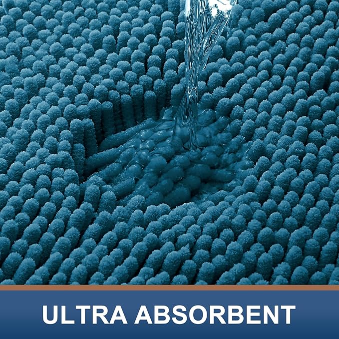 Smiry Luxury Chenille Toilet Rugs U-Shaped 20x20, Soft Absorbent Non-Slip - Image 4