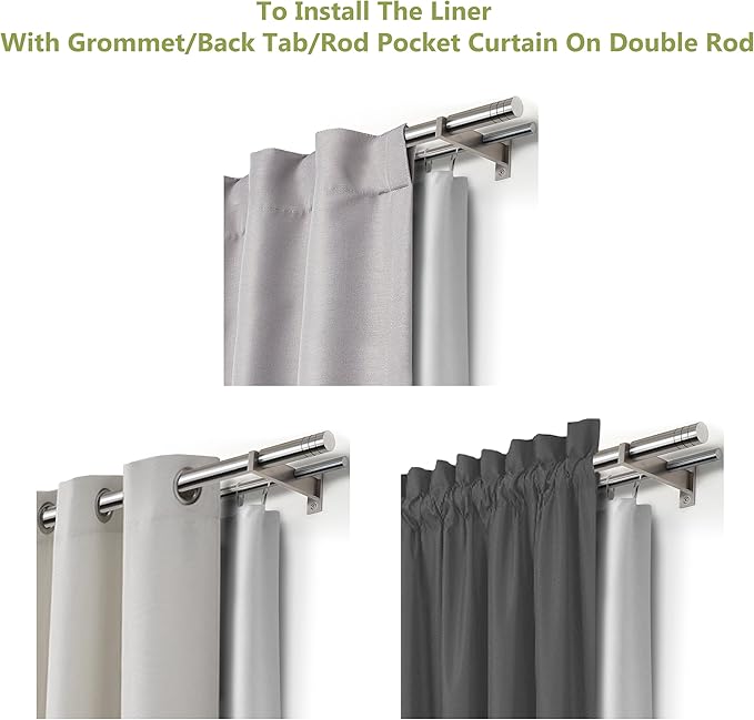 DriftAway Thermal Insulated Blackout Curtain Liner 2 Panels Each Liner Size 50 - Image 8
