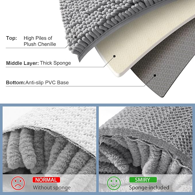 Smiry Luxury Chenille Bathroom Rugs 70x24, Extra Soft and Absorbent Shaggy Bath - Image 6