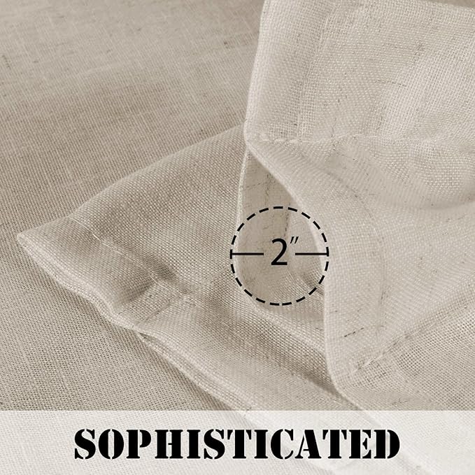 Linen Curtains Elegant Natural Linen Blended Curtains Energy Efficient Light - Image 5