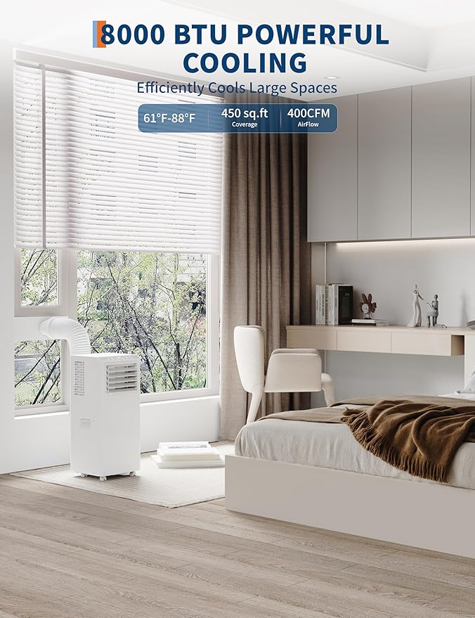 8, 000 BTU Portable Air Conditioners, 3 in-1 Portable AC Unit - Image 2