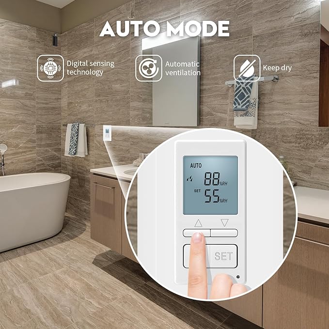 Ortis New 2024! Humidity Sensor Switch, in-Wall Bathroom Fan Automated Control - Image 4