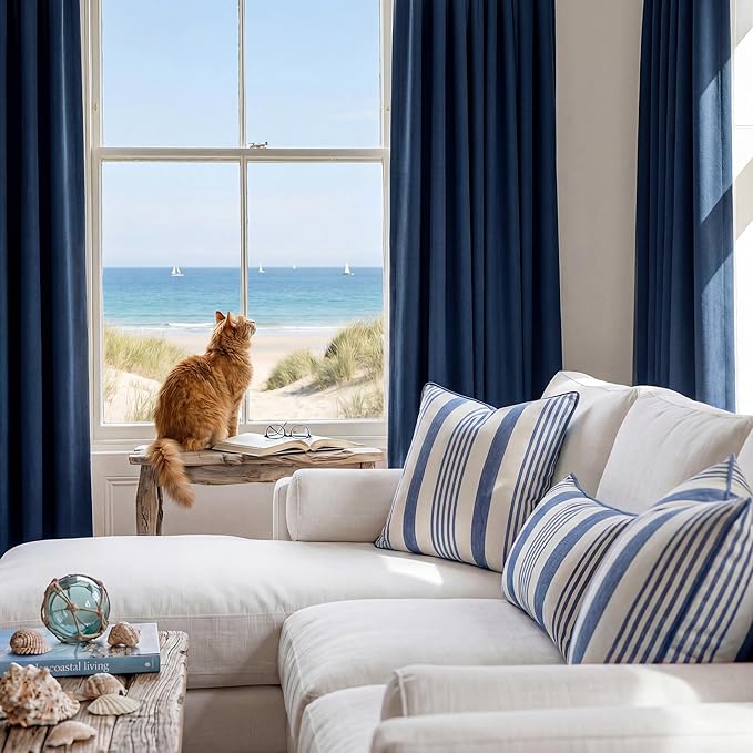 RYB HOME Navy Blue 100% Blackout Curtains - Image 4