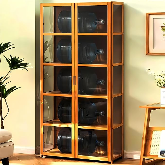 Display Cabinet with Acrylic Glass Doors, Tall Storage Cabinet with Adjustable - Image 6