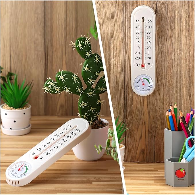 Leinuosen 3 Pcs Indoor Outdoor Wall Thermometer Humidity Meter Vertical - Image 4