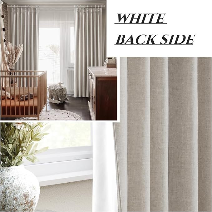 95 Inch Curtains 2 Panel Set, Boho Linen Thick Textured Window Treatments - Image 6