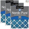 Nordic Pure 16x16x1 Pleated MERV 7 Plus Carbon Air Filters 3 Pack | Actual by NordicPure