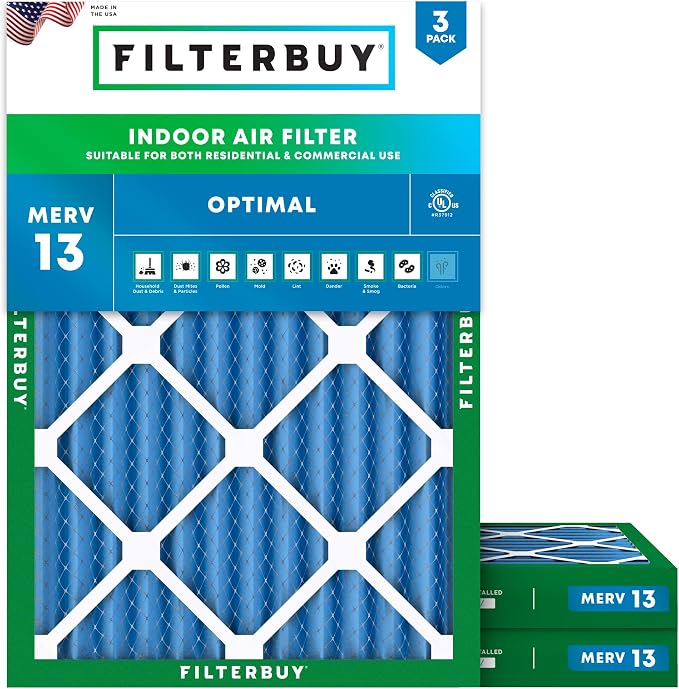 Filterbuy 18x24x2 Air Filter MERV 13 Optimal Smoke & Allergy Defense, by Filterbuy