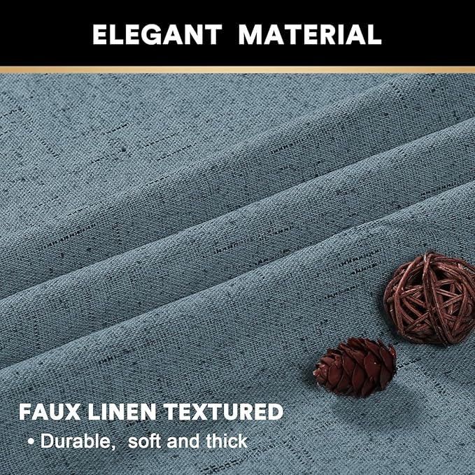 PrinceDeco 100% Blackout Linen Textured Curtains - Image 4