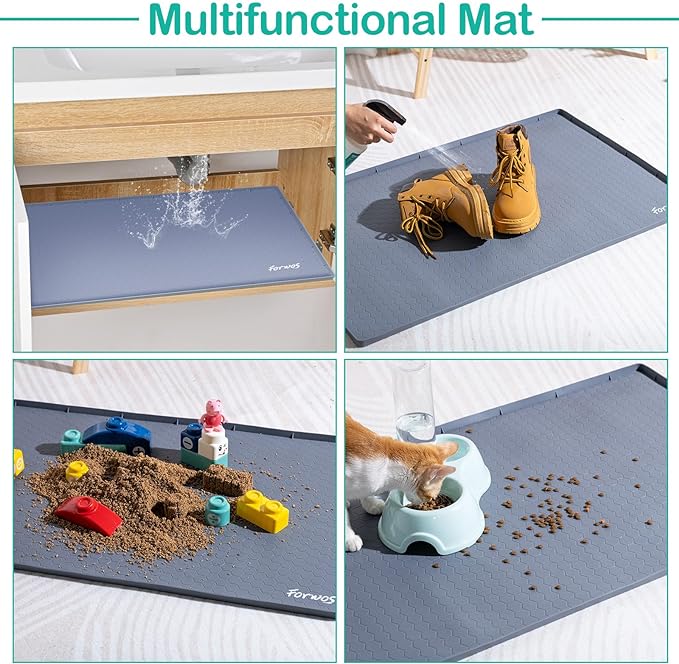 Waterproof Under Sink Mat 34" x 22", Silicone Cabinet Liner, Rubber Protector - Image 5