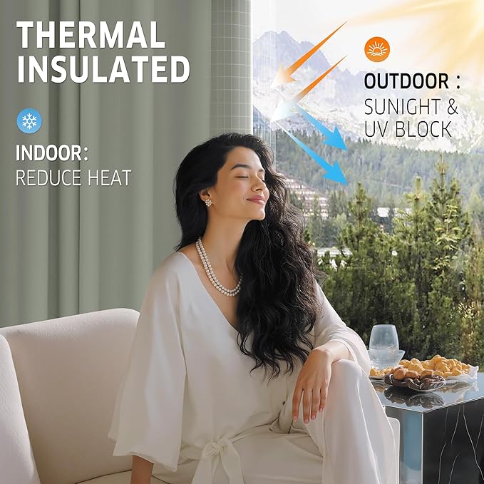 RYB HOME Outdoor Curtains for Patio Waterproof Tab Top Block Sunlight Thermal - Image 5