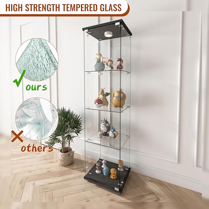 Yoluckea 4-Tier Glass Display Cabinet - Image 6