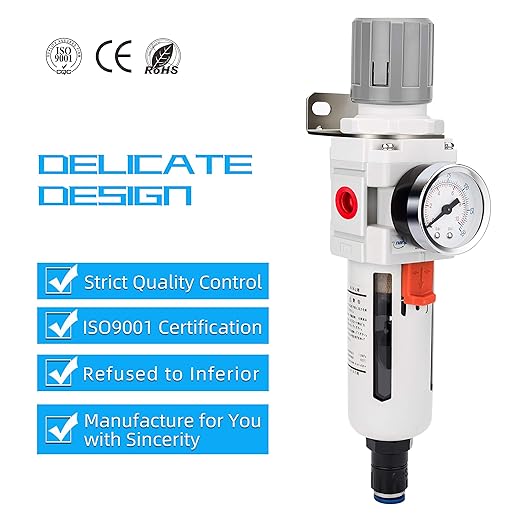 NANPU 3/8" NPT Compressed Air Filter Regulator Combo Piggyback, Auto Drain - Image 5