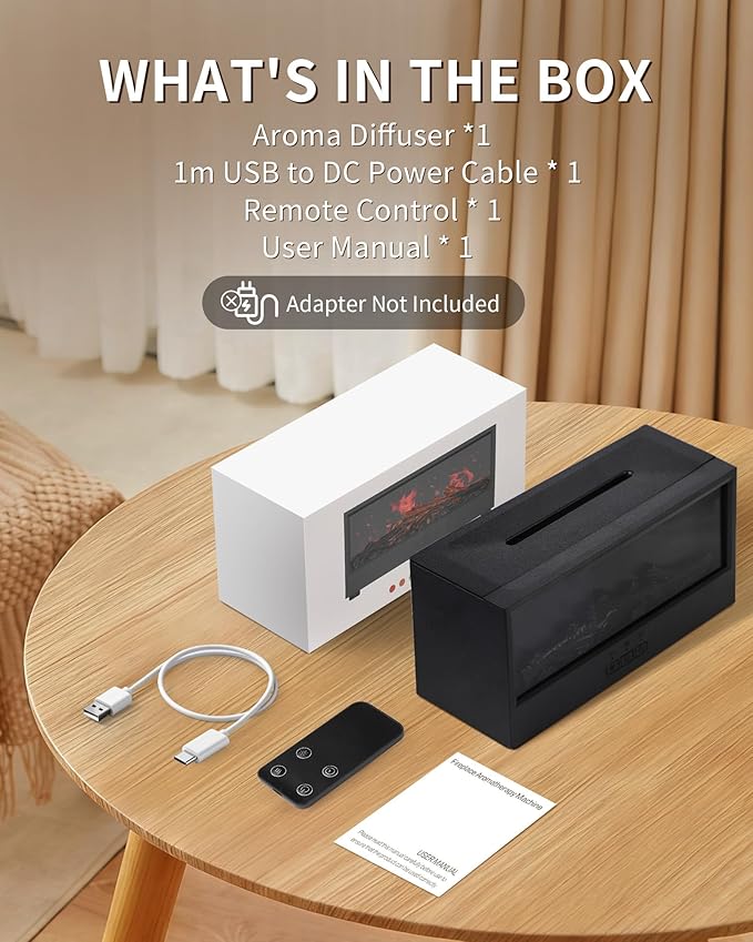 Essential Oil Diffuser, 7-Color Fireplace Flame Aromatherapy Humidifier - Image 9
