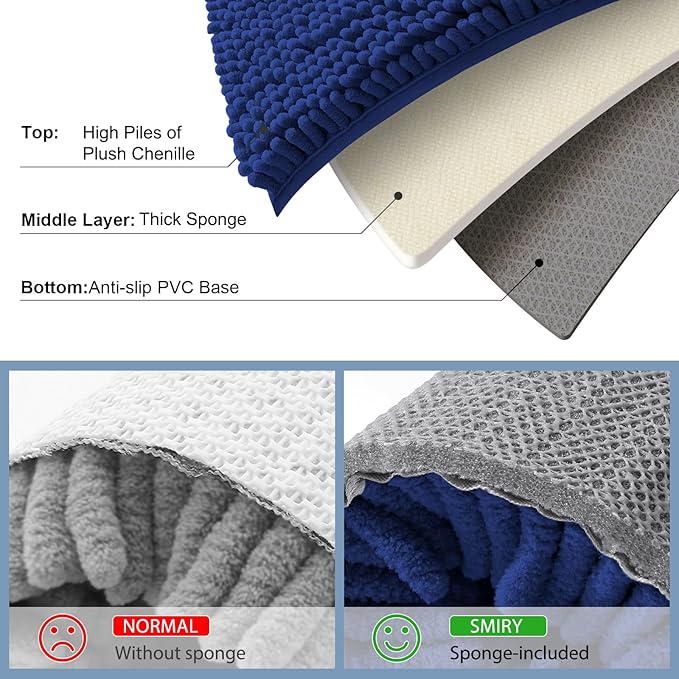 Smiry Luxury Chenille Bathroom Rugs 36x24, Extra Soft and Absorbent Shaggy Bath - Image 5
