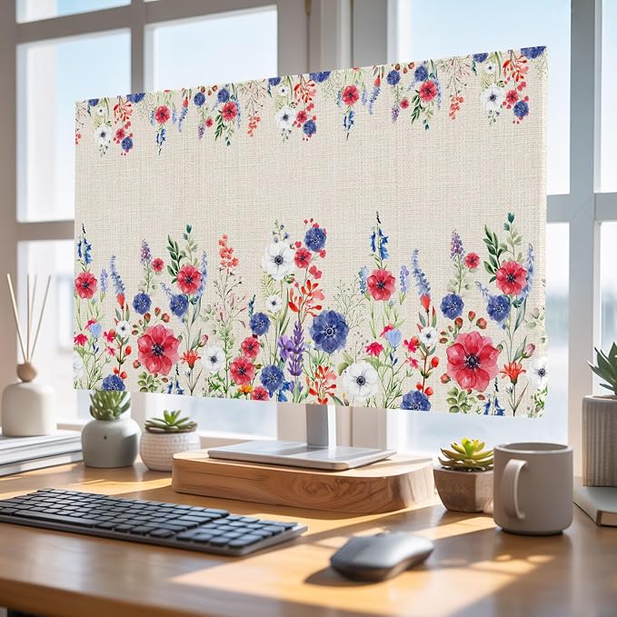 Independence Day Poppy Flower Indoor TV Cover, Elastic TV Screen Protector - Image 4
