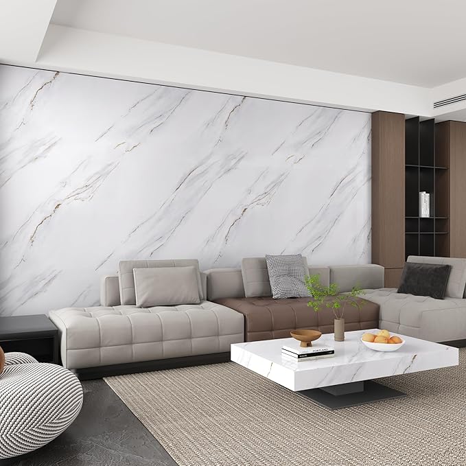 15.7"x354.3" Glossy White Marble Contact Paper - Image 2