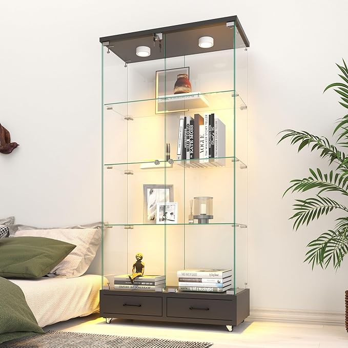 Yoluckea 4 Tier Glass Display Cabinet by Yoluckea